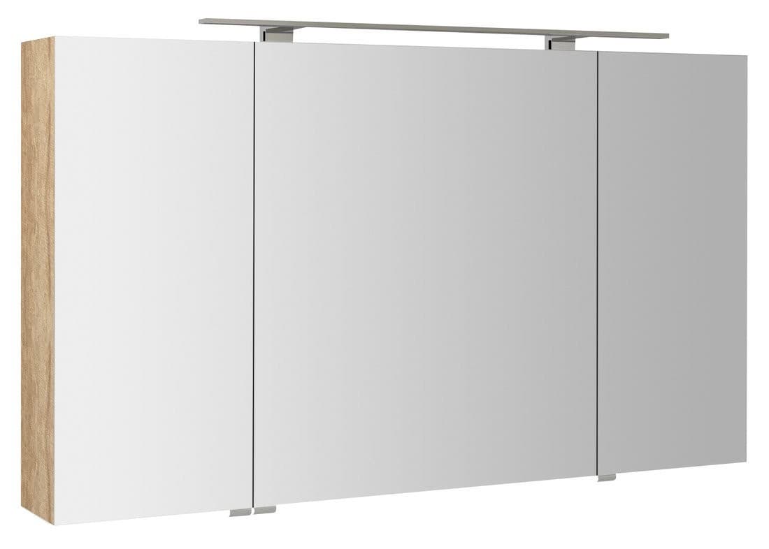 MIRRÓ szafka z lustrem LED, 3 drzwiczki 120x70cm, dąb Alabama