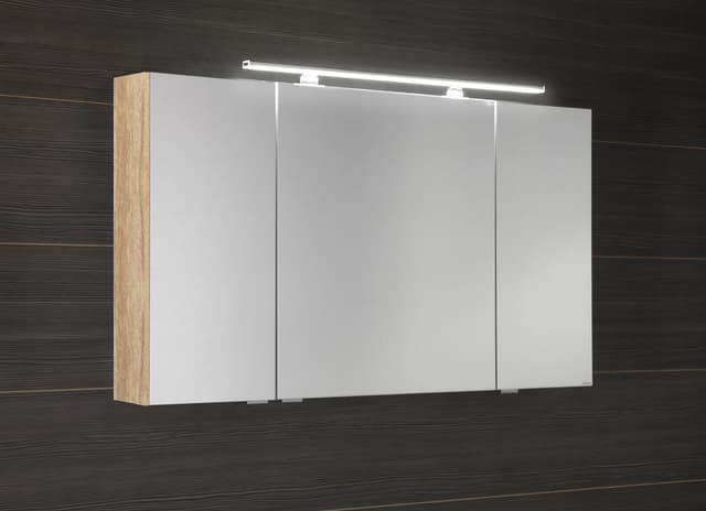 MIRRÓ szafka z lustrem LED, 3 drzwiczki 120x70cm, dąb Alabama