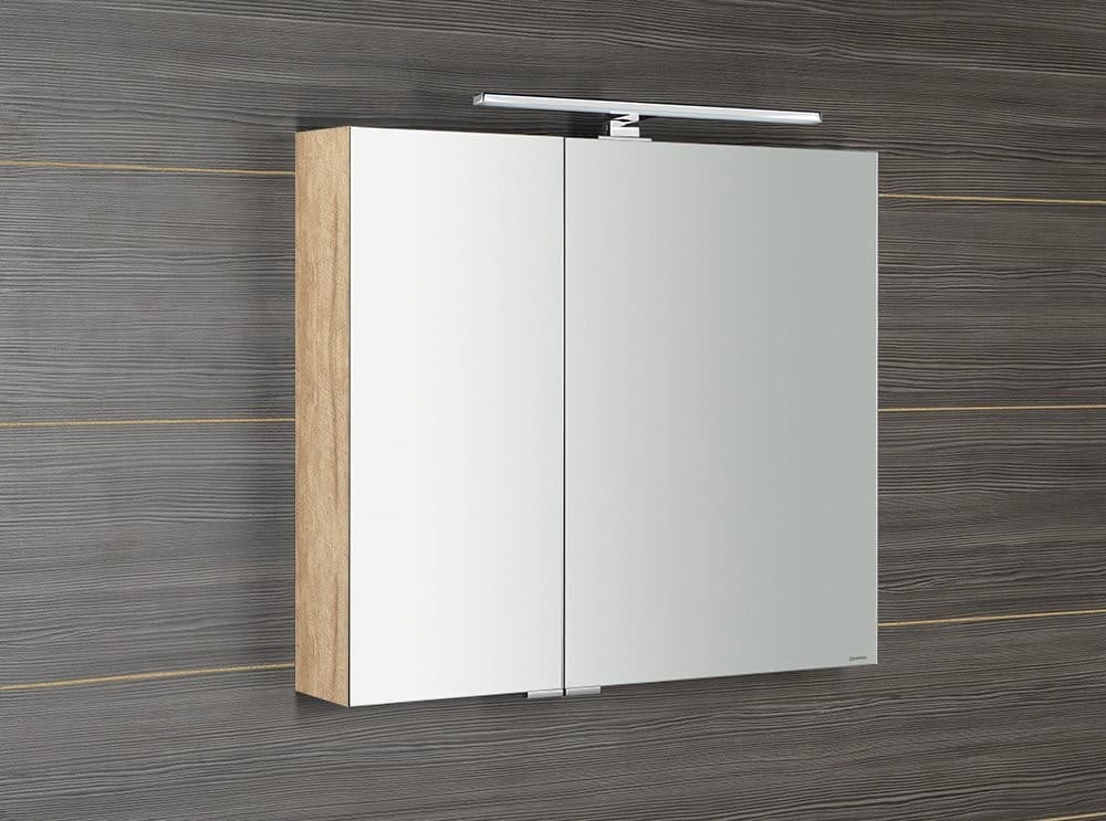 MIRRÓ szafka z lustrem LED, 3 drzwiczki 120x70 dąb Alabama