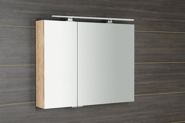 MIRRÓ szafka z lustrem LED 90x70 cm dąb Alabama