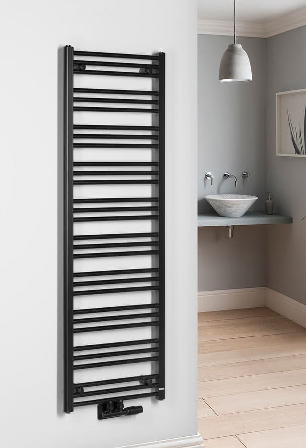 ALBRECHT grzejnik 500x1570 mm, środkowe podłączenie (czarny mat)