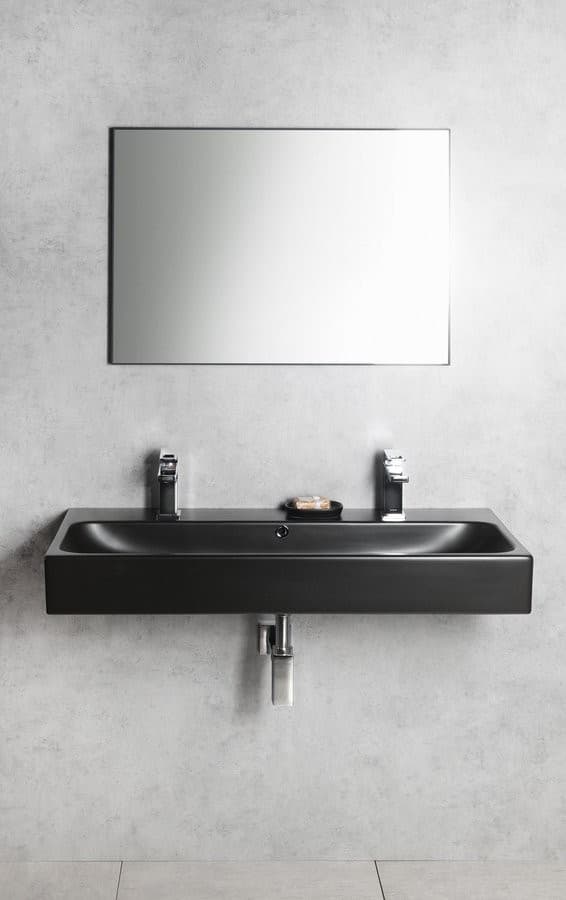 TORIDI umywalka ceramiczna 101x46,5 cm, z 2 otworami na baterię