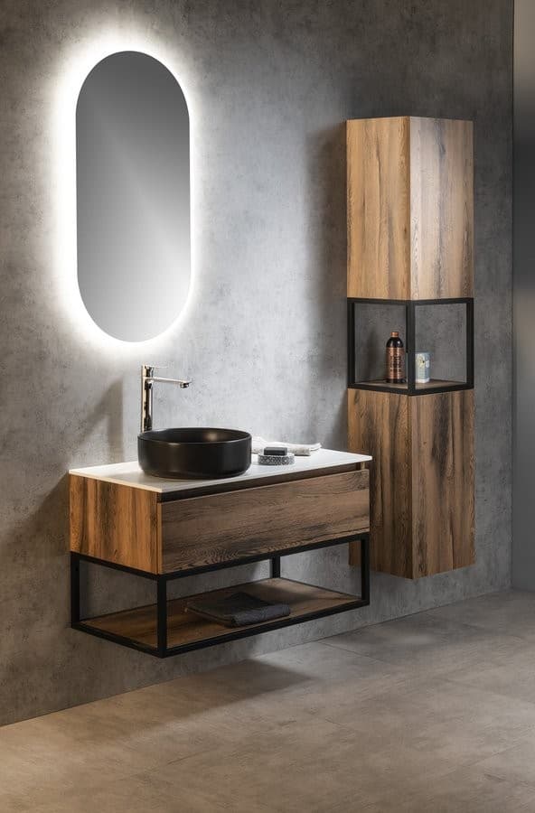 SKARA szafka pod umywalkę 90x50x45cm czarny mat/dąb Collingwood