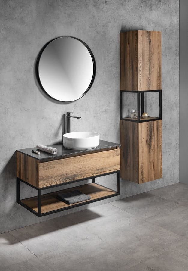 SKARA szafka pod umywalkę 90x50x45cm czarny mat/dąb Collingwood