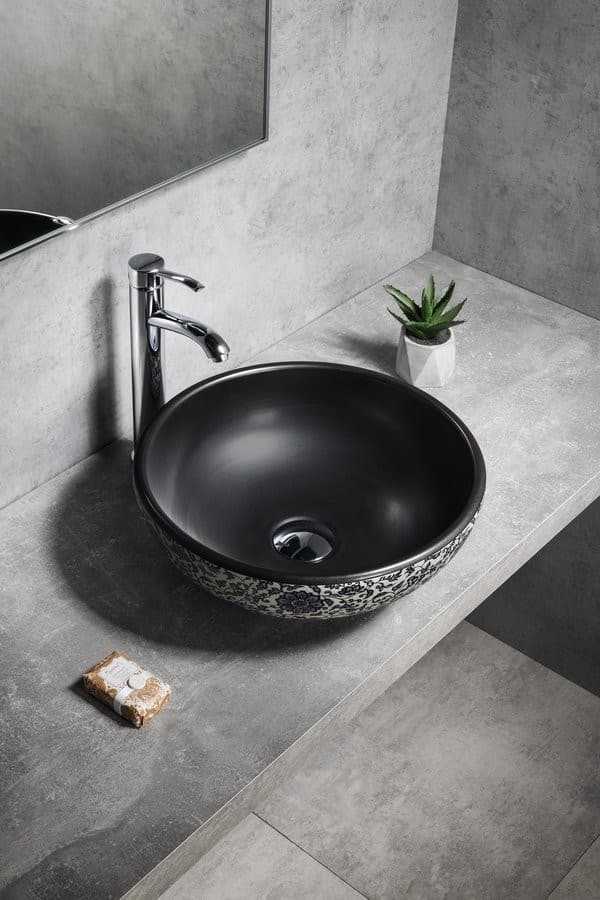 PRIORI umywalka ceramiczna nablatowa Ø 41 cm z wzorem