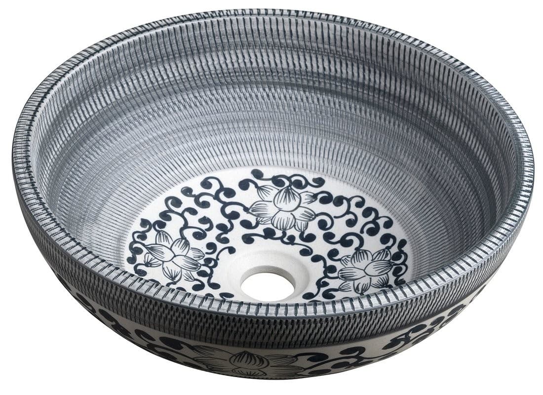 PRIORI umywalka ceramiczna nablatowa Ø 41 cm z wzorem