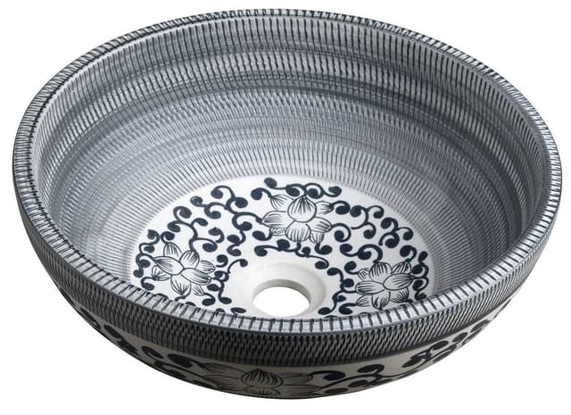 PRIORI umywalka ceramiczna nablatowa Ø 41 cm z wzorem