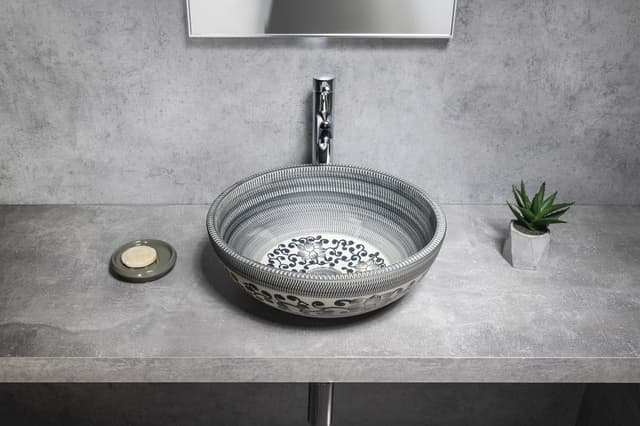 PRIORI umywalka ceramiczna nablatowa Ø 41 cm z wzorem