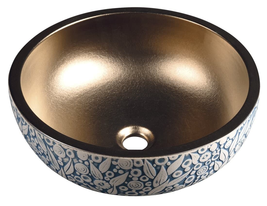 PRIORI ceramiczna umywalka nablatowa Ø 41 cm z wzorem