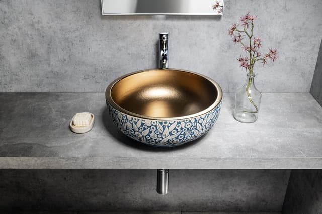 PRIORI ceramiczna umywalka nablatowa Ø 41 cm z wzorem