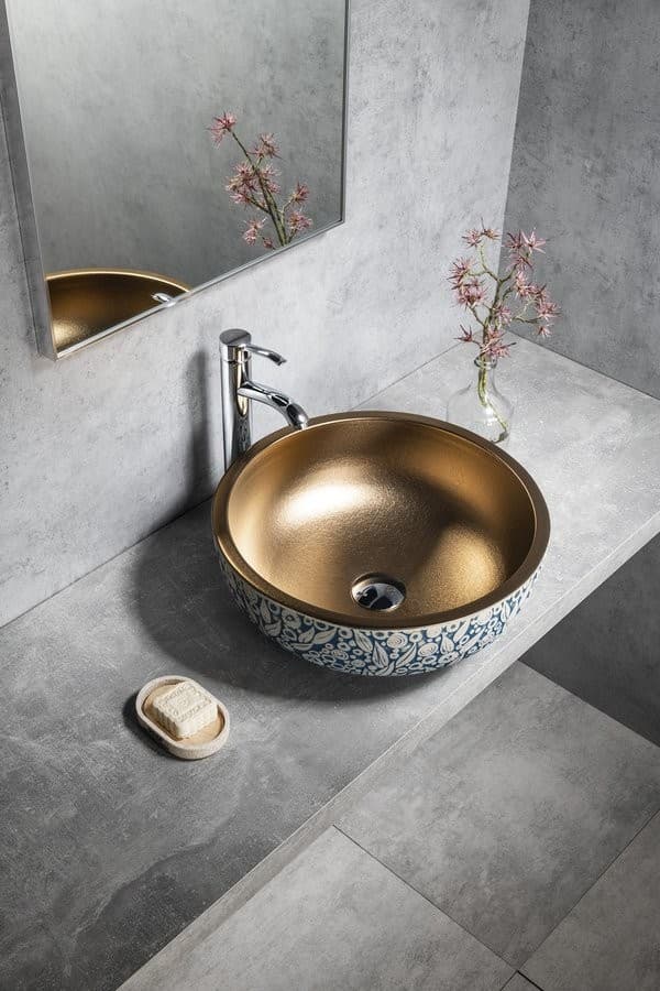 PRIORI ceramiczna umywalka nablatowa Ø 41 cm z wzorem