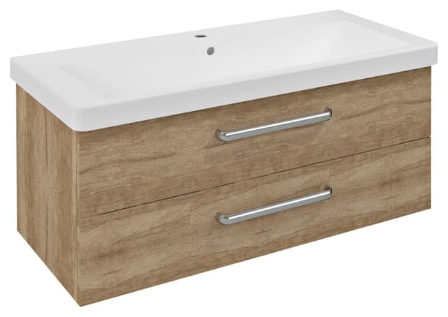 THEIA Szafka umywalkowa z 2 szufladami, 101,4x43,5cm, dąb Alabama