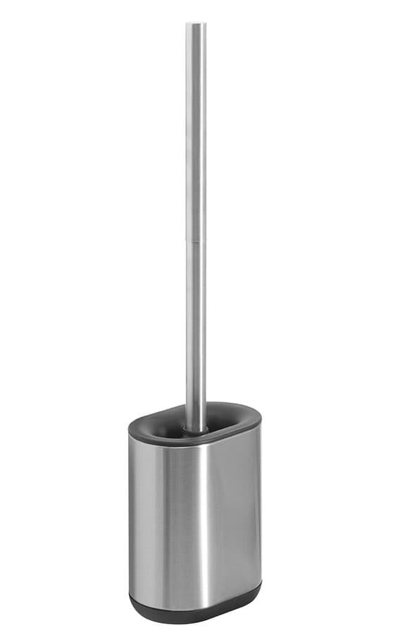 BIAGIO szczotka do WC, stojąca/ścienna, silikon, stal matowa