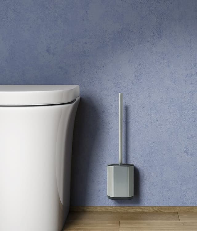 BIAGIO szczotka do WC, stojąca/ścienna, silikon, stal matowa