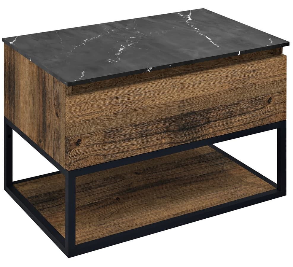 SKARA szafka pod umywalkę 80x50x45 cm, czarny mat i dąb Collingwood