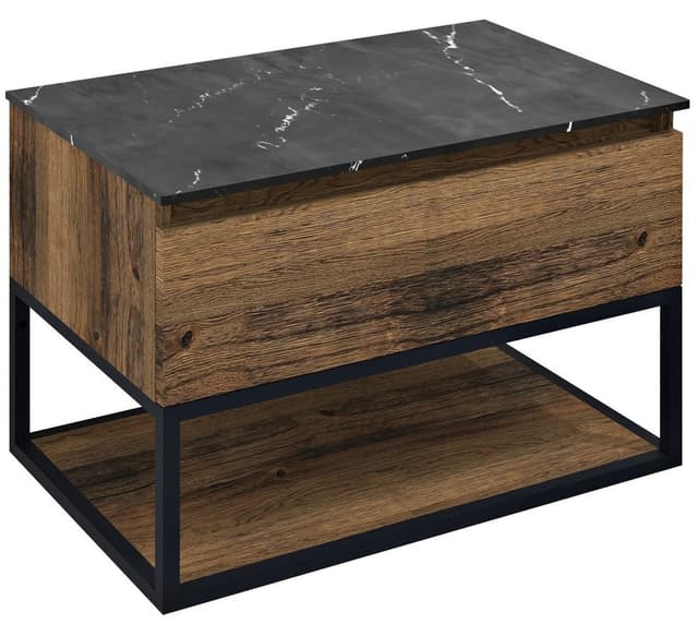 SKARA szafka pod umywalkę 80x50x45 cm, czarny mat i dąb Collingwood