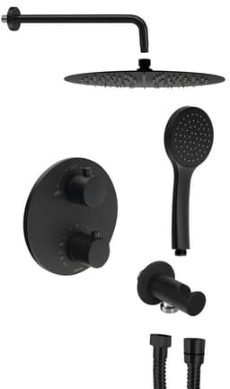 Zestaw prysznicowy termostatyczny z baterią podtynkową matowy czarny
