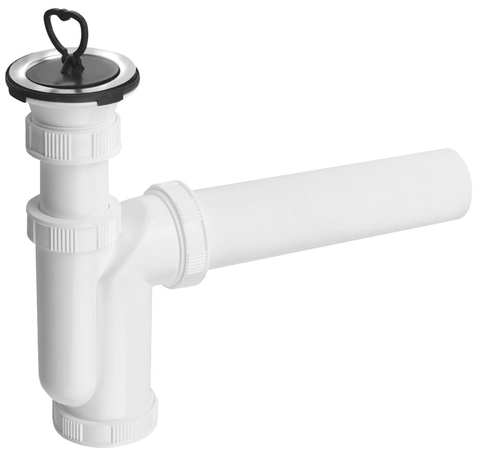 Syfon zlewozmywakowy DN50 z nierdzewnym sitkiem i korkiem