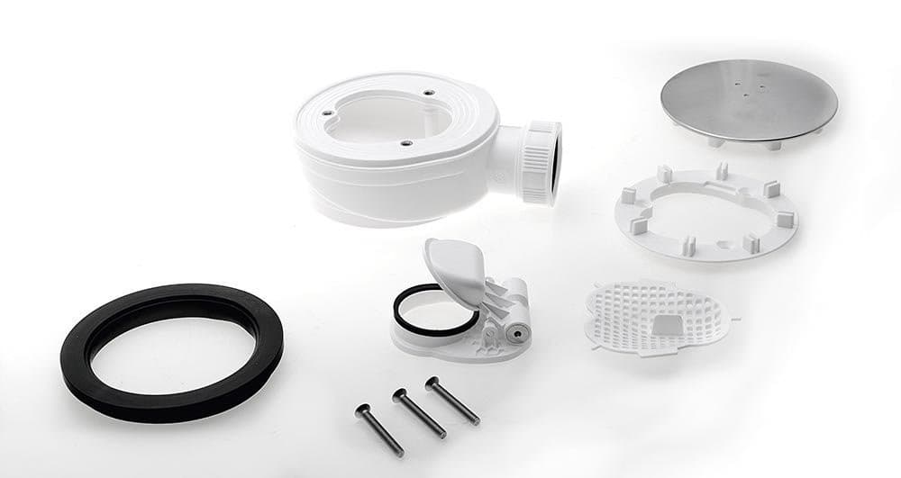 Syfon extra niski do brodzików Ø 90mm, stal nierdzewna