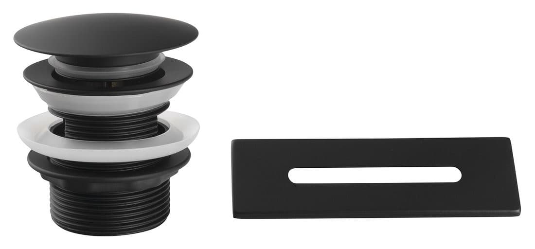 Zestaw maskownica przelewu i korek wannowy 1 1/2 klik-klak czarny mat