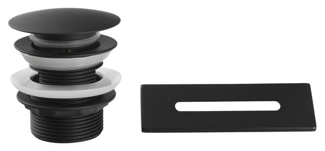 Zestaw maskownica przelewu i korek wannowy 1 1/2 klik-klak czarny mat