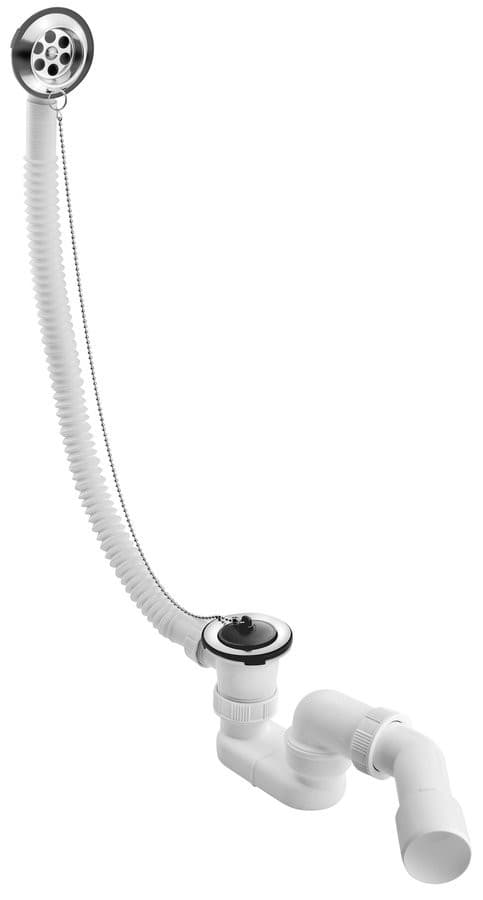 Zestaw odpływowy do wanny z korkiem, 700mm, DN40/50, stal nierdzewna