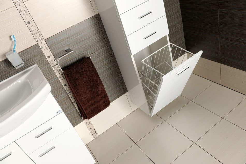 ZOJA/KERAMIA FRESH szafka wysoka z koszem 35x184cm, lewa