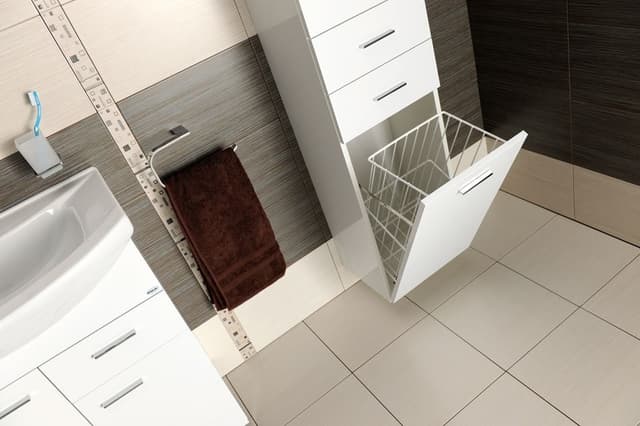 ZOJA/KERAMIA FRESH szafka wysoka z koszem 35x184cm, lewa