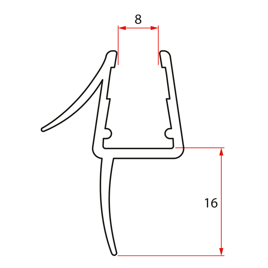 LEGRO-ONE uszczelka dolna do szkła płaskiego 6mm 1000mm