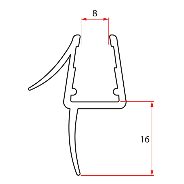 LEGRO-ONE uszczelka dolna do szkła płaskiego 6mm 1000mm