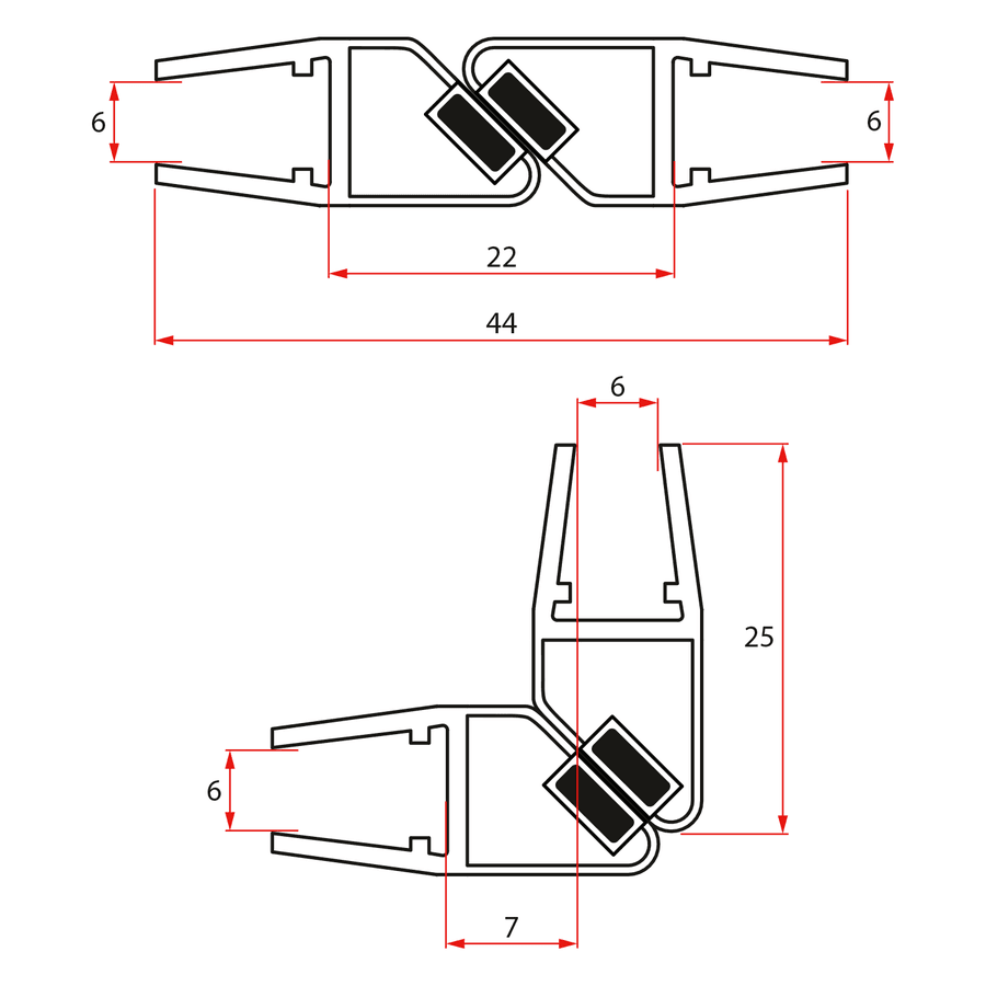 LEGRO zestaw uszczelek magnetycznych 1900mm do kabiny prysznicowej