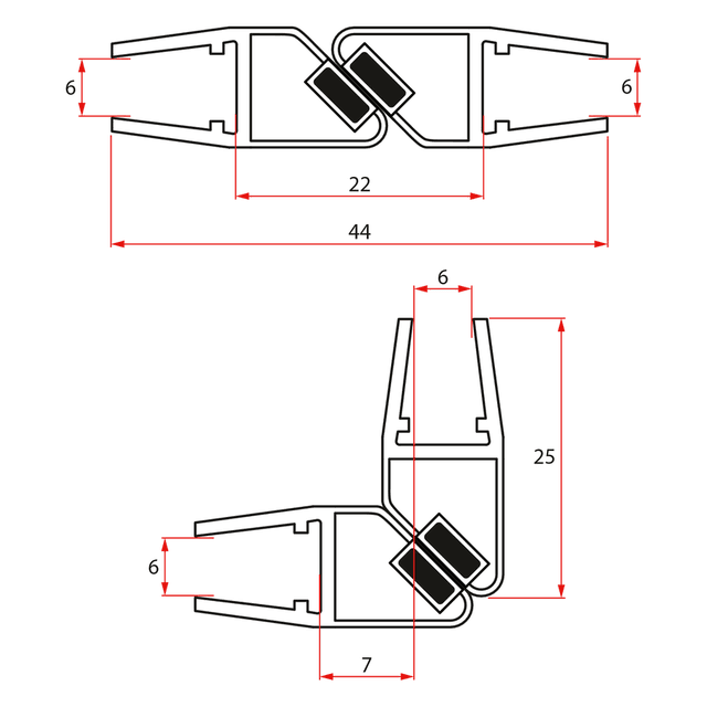 LEGRO zestaw uszczelek magnetycznych 1900mm do kabiny prysznicowej