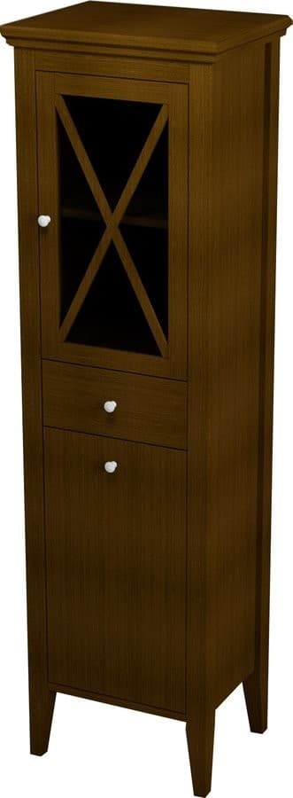 CROSS wysoka szafka z koszem na pranie 47x170 cm, mahoń