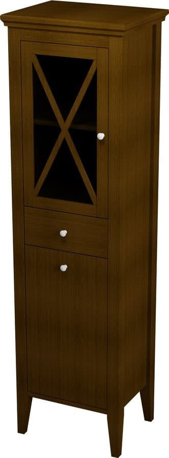 CROSS szafka wysoka z koszem na pranie, mahoniowa (47x170x39cm)