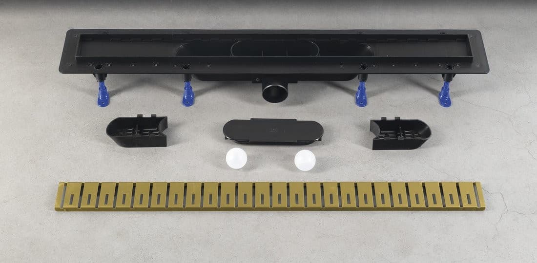 KLAVER odpływ liniowy ze stali nierdzewnej złoty L-810