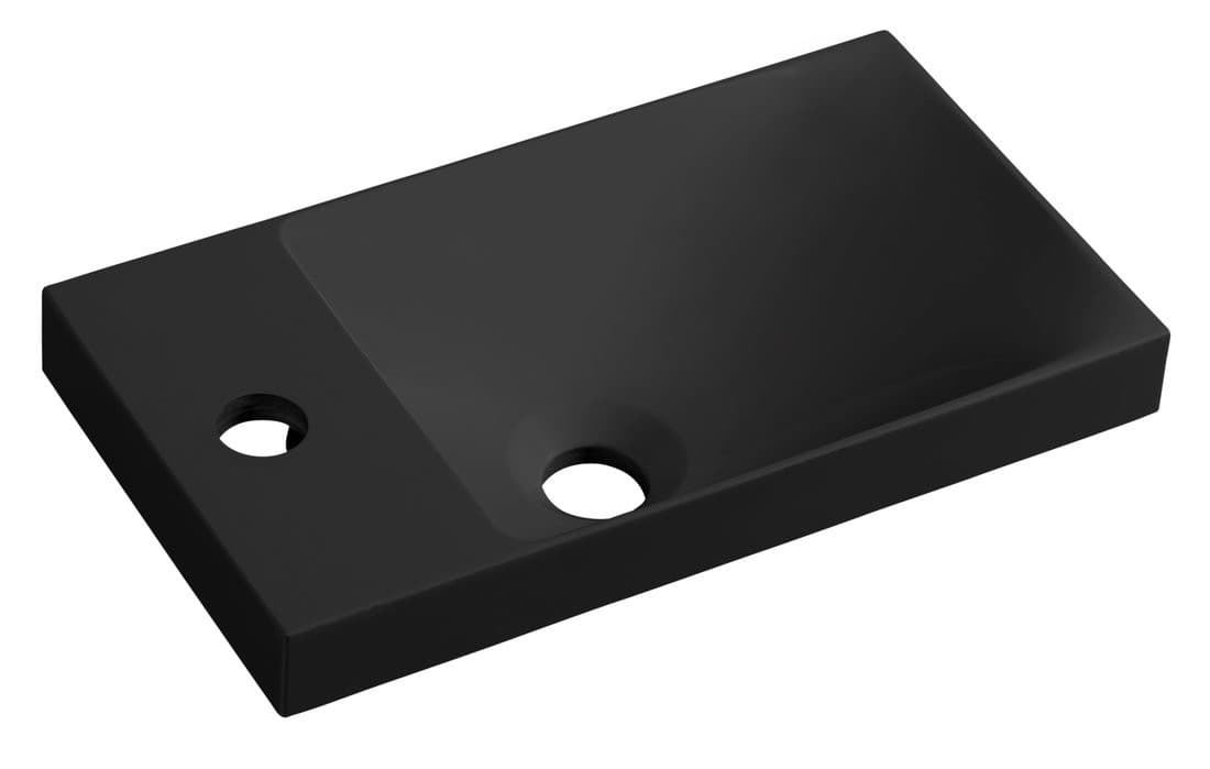 AGOS umywalka kompozytowa bez przelewu 40x22cm, czarny mat