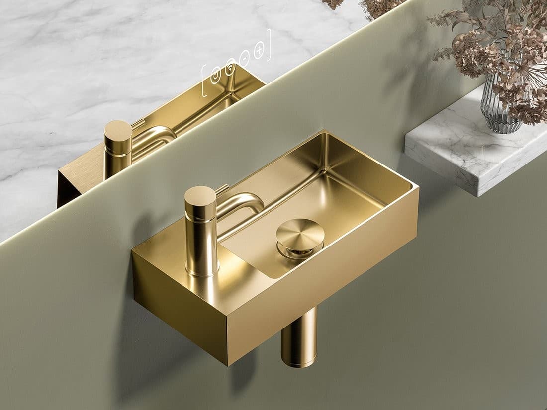 AURUM umywalka stal nierdzewna z korkiem 36,5x18cm