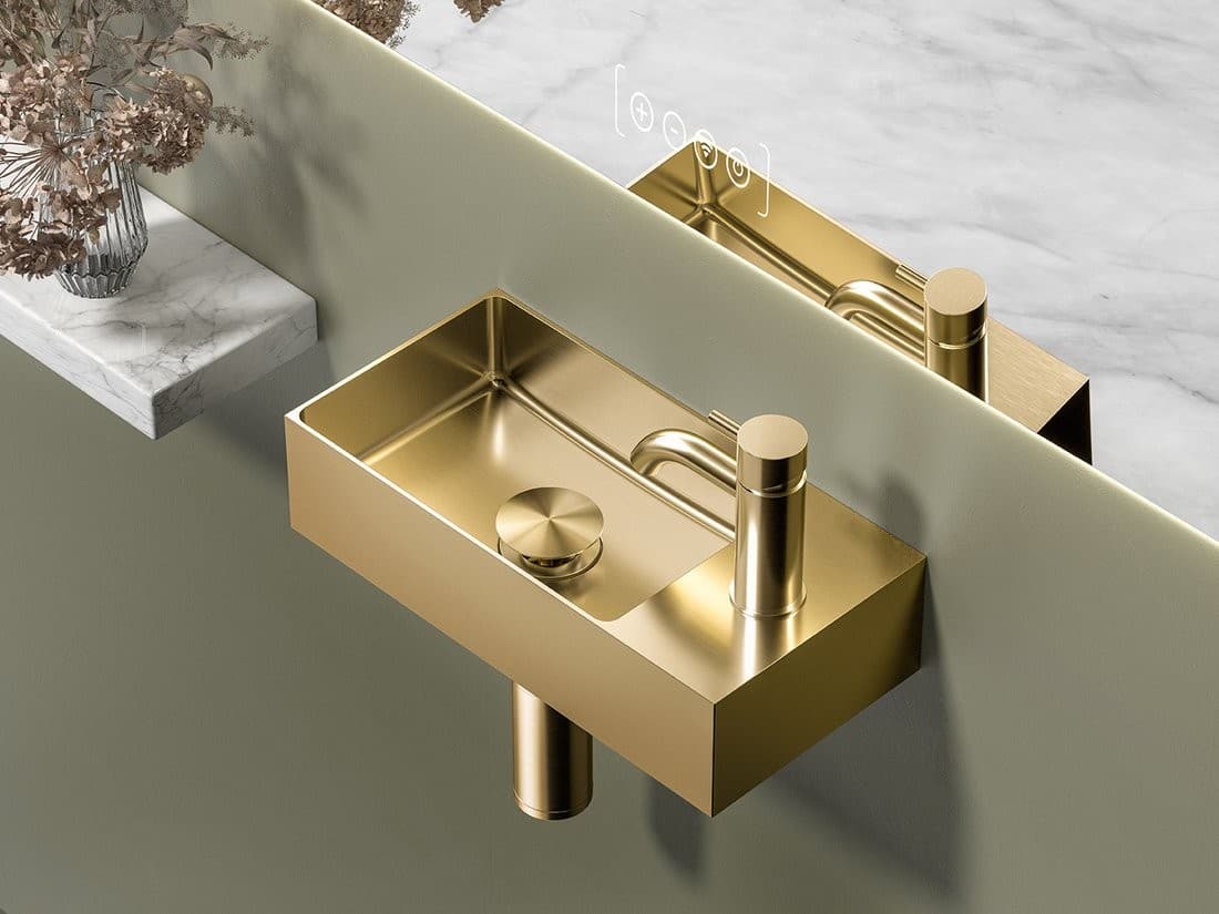 AURUM umywalka stal nierdzewna z korkiem 36,5x18cm