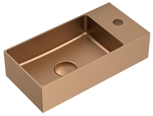 AURUM umywalka stal nierdzewna 36,5x18cm z korkiem miedź mat
