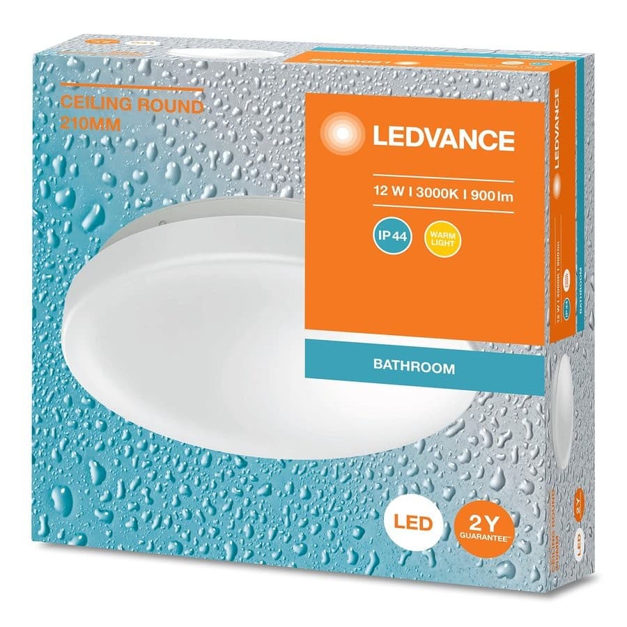 Lampa sufitowa łazienkowa, średnica 210mm, 900lm, 12W, 3000K, IP44