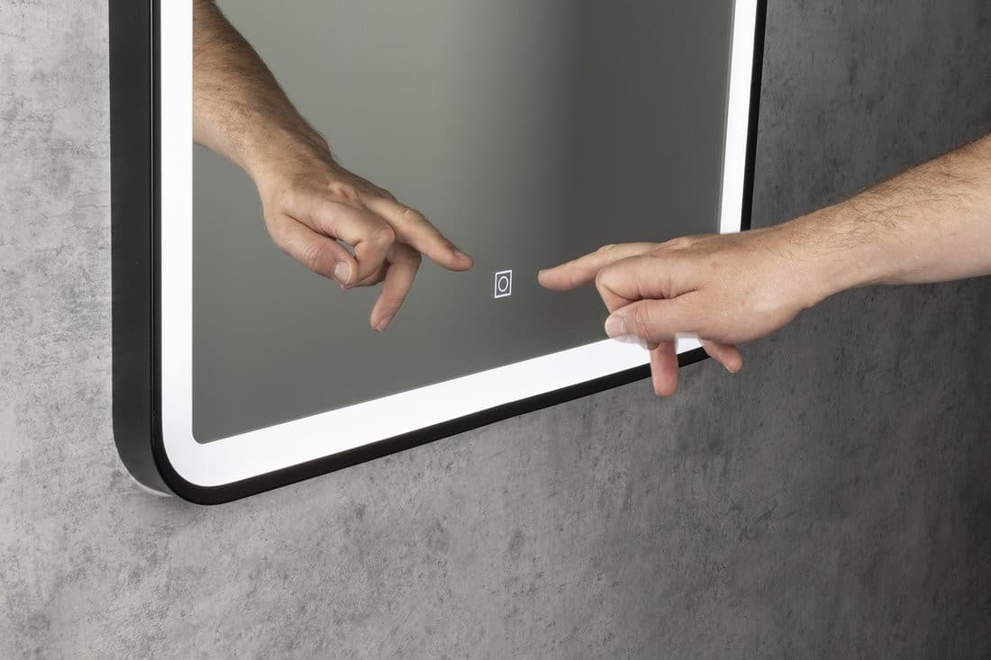 SWIDA lustro z oświetleniem LED 60x80cm, czujnik dotykowy, ściemnialne, czarny mat