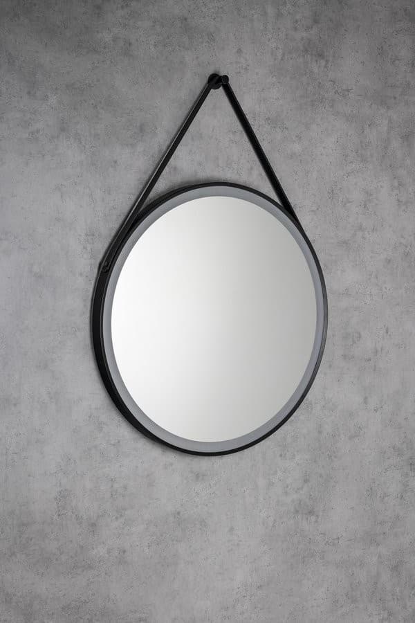 STAGO lustro LED okrągłe 60cm ze skórzanym paskiem