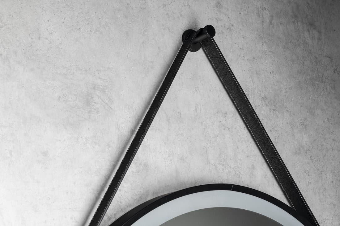 STAGO lustro LED okrągłe 60cm ze skórzanym paskiem