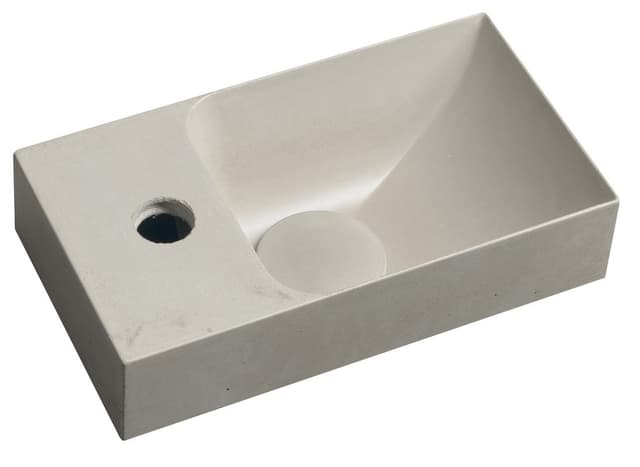 PICCOLINO umywalka betonowa, 30,8x10x17cm, bateria w lewo, piaskowy