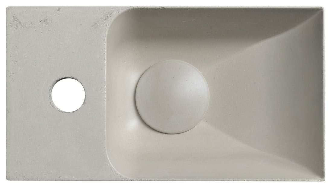 PICCOLINO umywalka betonowa, 30,8x10x17cm, bateria w lewo, piaskowy