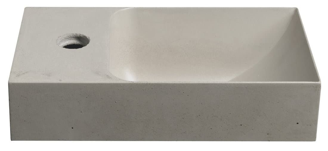 PICCOLINO umywalka betonowa, 30,8x10x17cm, bateria w lewo, piaskowy