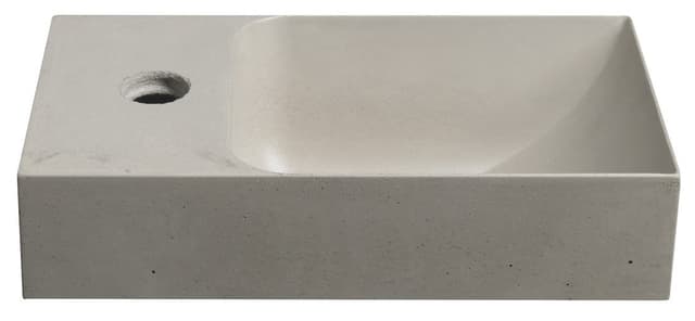 PICCOLINO umywalka betonowa, 30,8x10x17cm, bateria w lewo, piaskowy