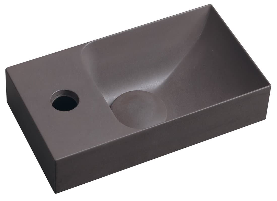 PICCOLINO umywalka betonowa, 30,8x10x17cm, bateria z lewej strony, ciemny brąz