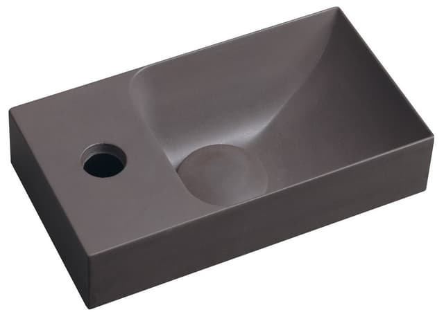PICCOLINO umywalka betonowa, 30,8x10x17cm, bateria z lewej strony, ciemny brąz