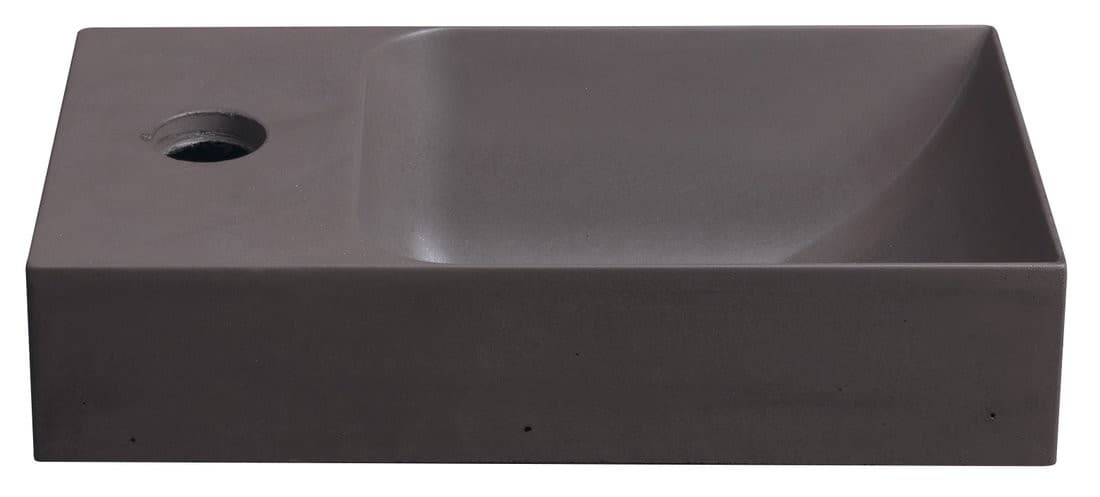 PICCOLINO umywalka betonowa, 30,8x10x17cm, bateria z lewej strony, ciemny brąz